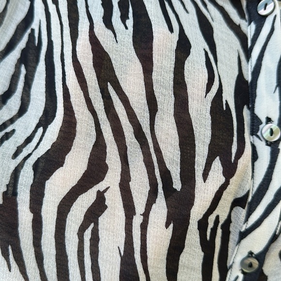 Free people large sheer, zebra print blouse top shirt, large - Picture 11 of 11